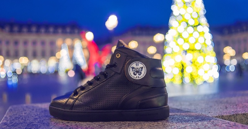 Baron Papillon Sneaker Mid Perforée Noire Swarovski